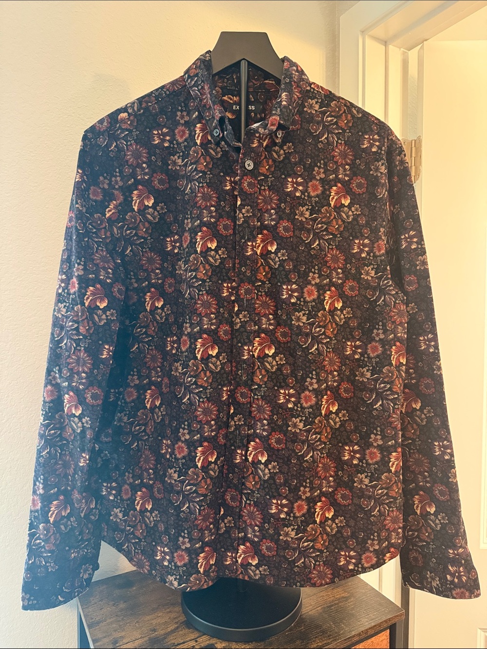 Express Floral Button-Down Dress Shirt